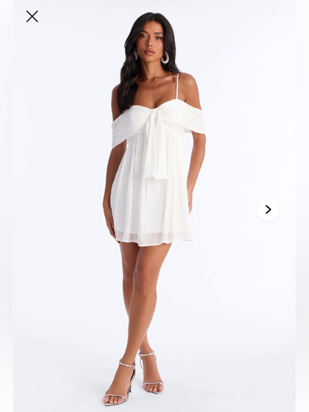 Fashion Nova White Off-Shoulder Mini Dress with Tie-Front